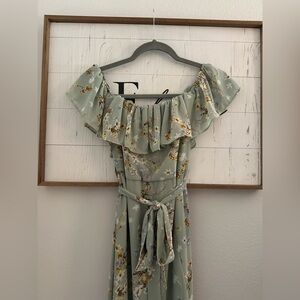 LULU’S Women’s Olive Green Floral Maxi Dress XS NWT